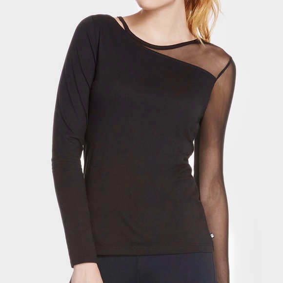 Fabletics Tops - Fabletics Storm L/S Black Tee Mesh Sleeve Size L